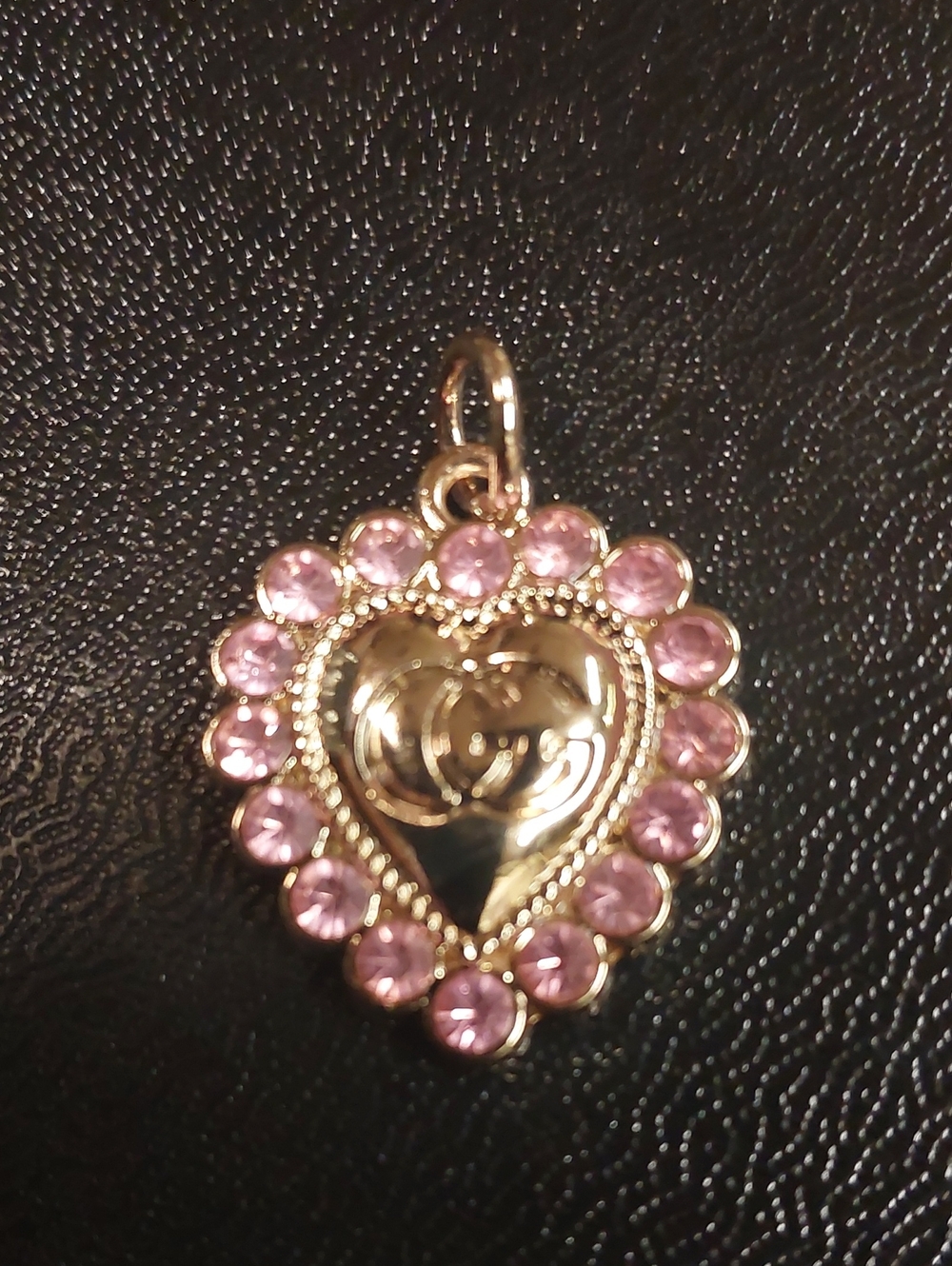 Gold Heart Pendant with Pink Crystal Halo